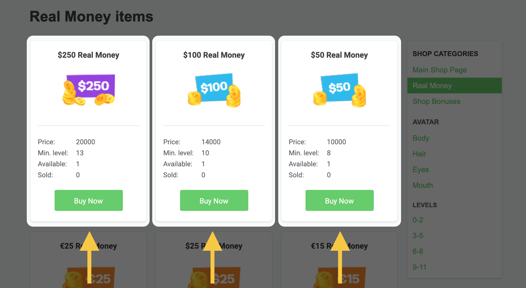 Real Money Items at Chipy